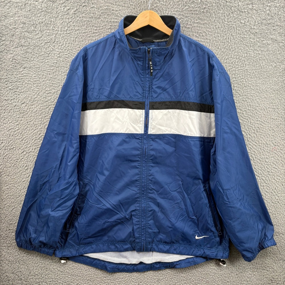 Vintage Nike Windbreaker Jacket Mens Large Blue Colorblock Mesh Lined Y2K VTG